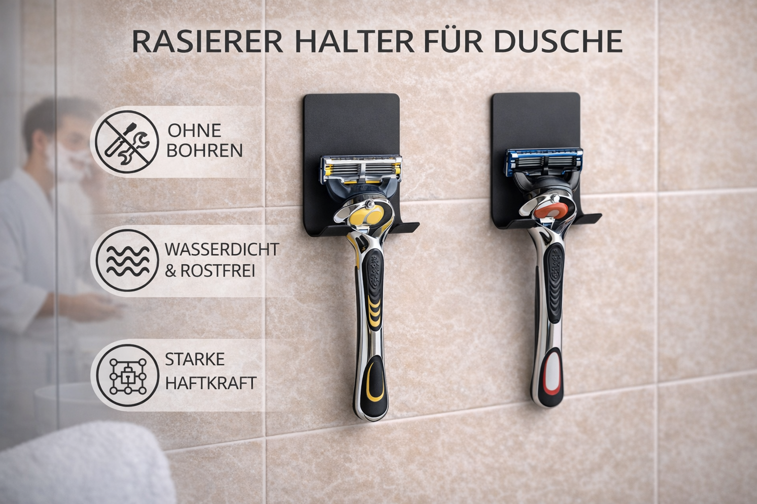 Rasiererhalter Schwarz (4er Set)
