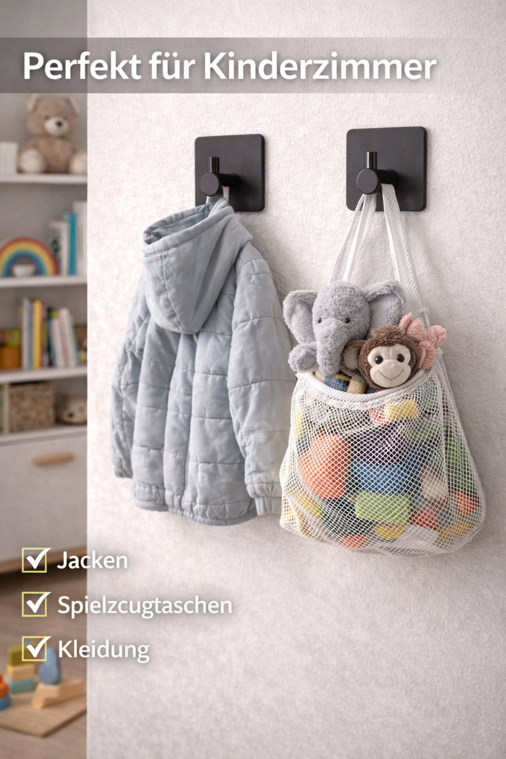Handtuchhaken Schwarz (4 Stück)