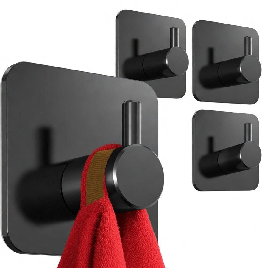 Handtuchhaken Schwarz (4 Stück)